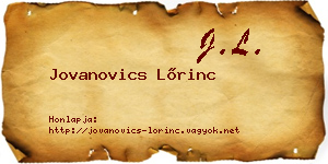 Jovanovics Lőrinc névjegykártya